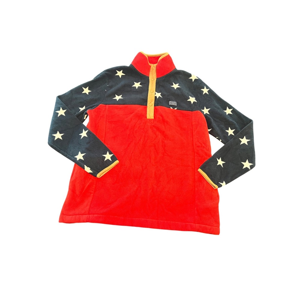 Simply Southern Fleece Pullover‎ Large Americana Stars Red Blue Snap Neck Jacket